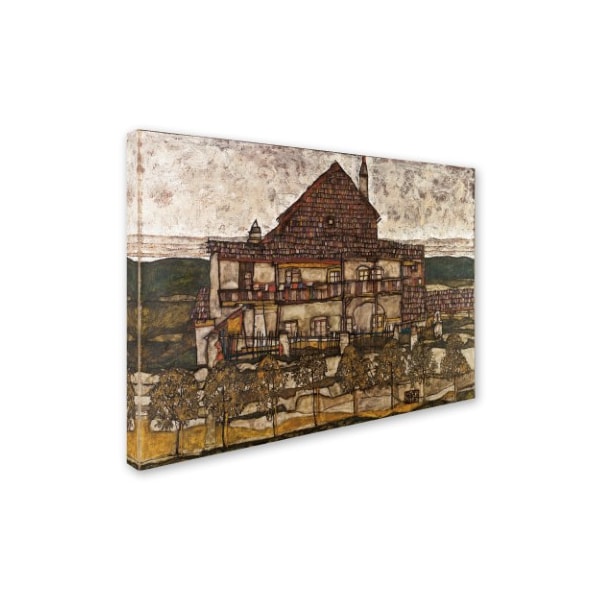 Egon Schiele 'House With Shingle Roof' Canvas Art,35x47
